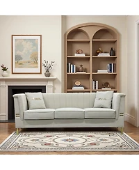 Streamdale Furniture Modern Velvet 3-Seater Sofa with Vertical Channel Tufting