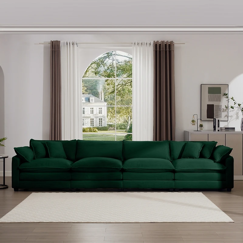 Streamdale Furniture Corduroy Sofa, Modern Upholstered 4 Seater, Office/Living Room, Easy Assembly