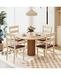 Costway Wooden dining chair with rubber wood frame padded seat for kitchen