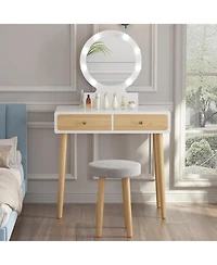gaomon Vanity Desk with Stool, Makeup Vanity Desk with Touch Light Mirror