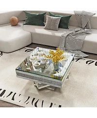 Streamdale Furniture Modern Glam Mirrored Coffee Table with Acrylic