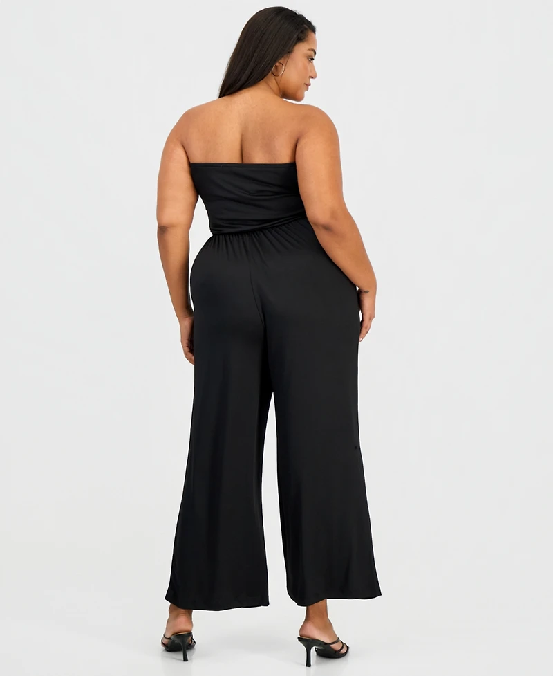 Derek Heart Trendy Plus Strapless Ruched Jumpsuit