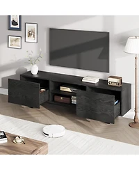 gaomon Tv Stand for 80 Inch Tv, Industrial Entertainment Center with Drawers, Open Storage & Metal Legs, Black