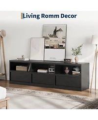 gaomon 70" Tv Stand for TVs up to 85", Mid-Century Modern Entertainment Center with Drawer & Open Shelves