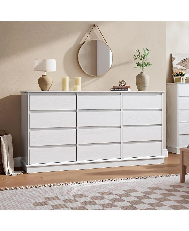 gaomon 12-Drawer Dresser for Bedroom, Large Double Chest of Drawers with Deep Storage & Wide Top, White