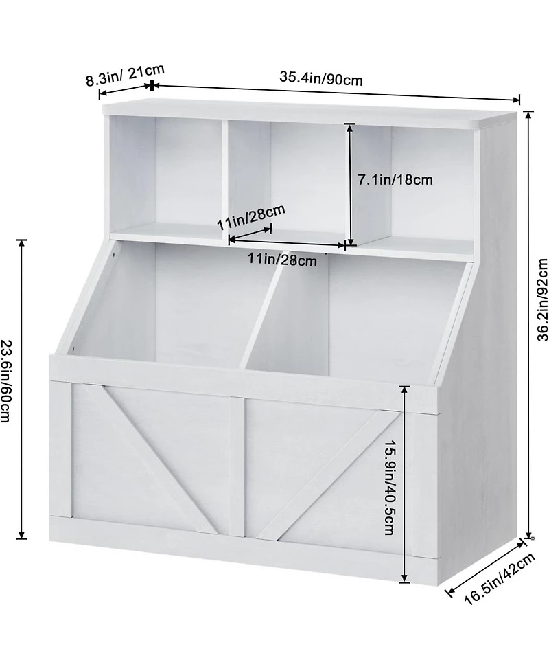 gaomon Toy Storage Organizer and Kids Bookshelf, Toddler Toy Storage Cabinet, White