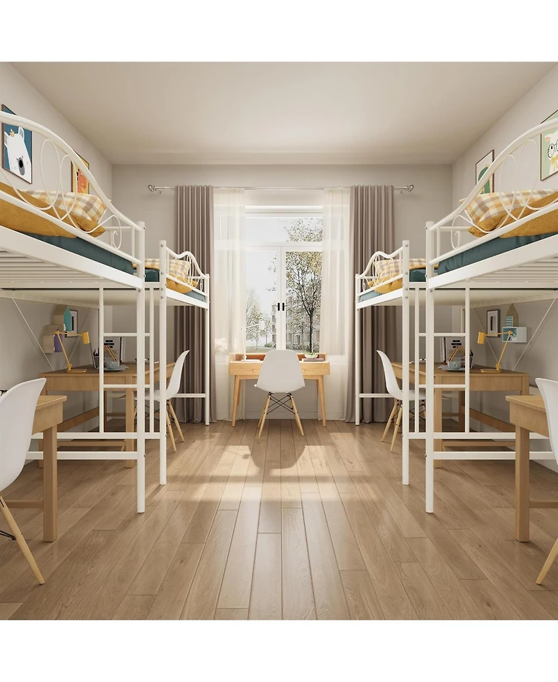 gaomon Loft Bed Twin with Removable Ladder & Full Safety Guardrail, Heavy-Duty Metal Frame 400 Lbs Weight Capacity, No Box