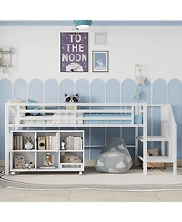 Streamdale Furniture Twin Metal Loft Bed with Storage, White