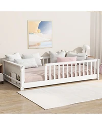 Streamdale Furniture Twin Size Floor Bed with Built-in Book Rack and Door