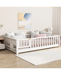 Streamdale Furniture Twin Size Floor Bed with Built-in Book Rack and Door