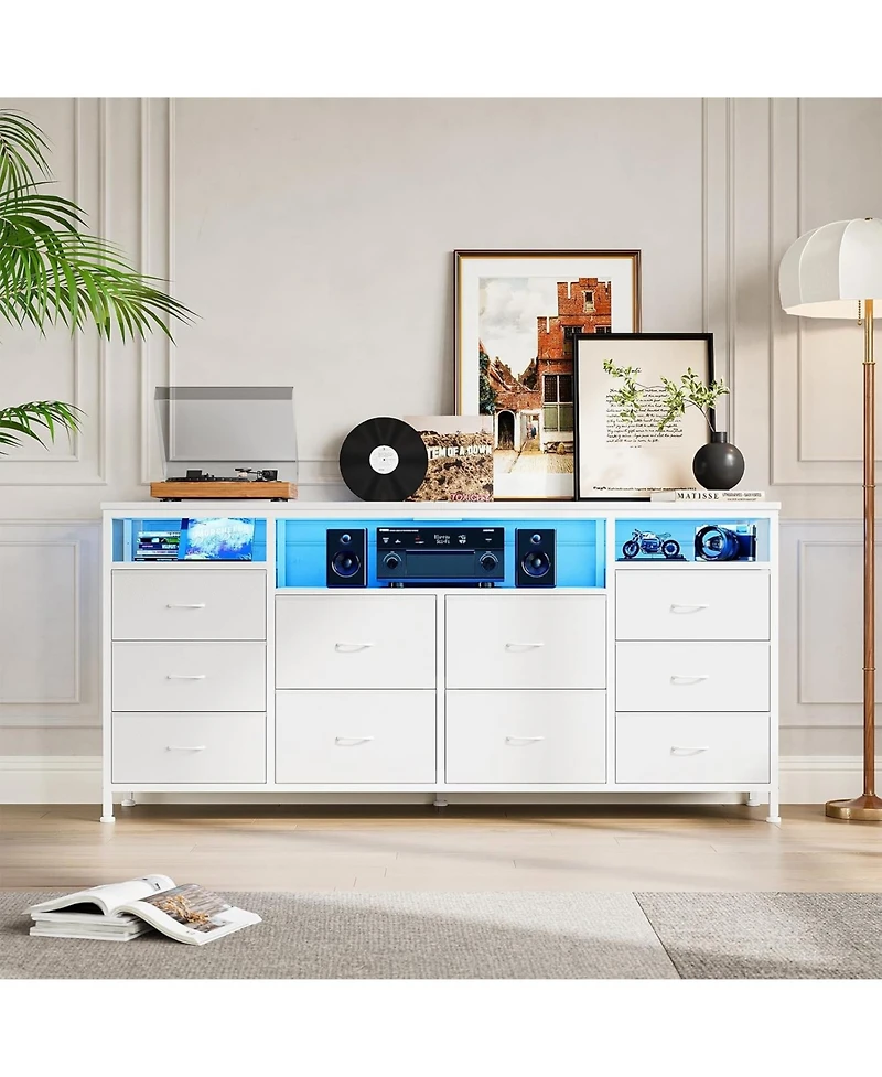 gaomon 63.3" Wide 10-Drawer Dresser Tv Stand for Bedroom and Living Room