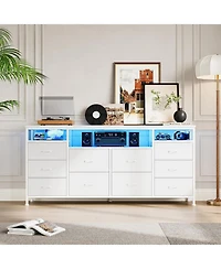 gaomon 63.3" Wide 10-Drawer Dresser Tv Stand for Bedroom and Living Room