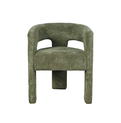 Jofran Bowen Modern Three-Leg Upholstered Accent Dining Armchair with Corduroy Fabric