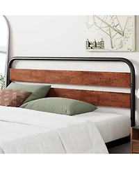 gaomon Platform Bed Frame with Wood Headboard, Heavy Duty Metal Slat Support, Noise Free Design Mattress Foundation
