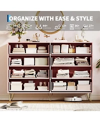 gaomon Fluted 8-Drawer Dresser for Bedroom, 55" Wide Modern Wooden Chest of Drawers, Pink