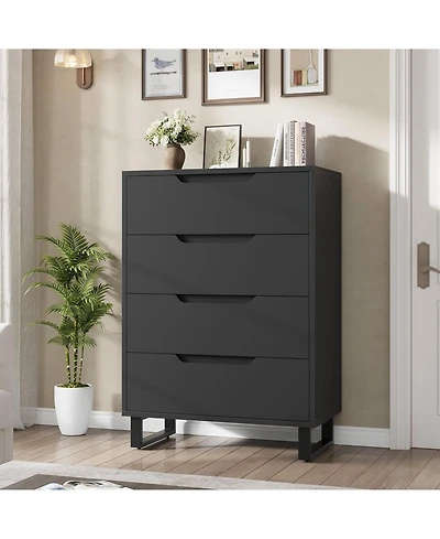 gaomon 4-Drawer Dresser for Bedroom, 41" Tall Freestanding Storage Chest for Living Room or Closet, Black