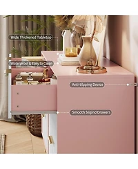 gaomon Fluted 6-Drawer Dresser for Bedroom, 47" Wide Modern Wooden Chest of Drawers, Pink