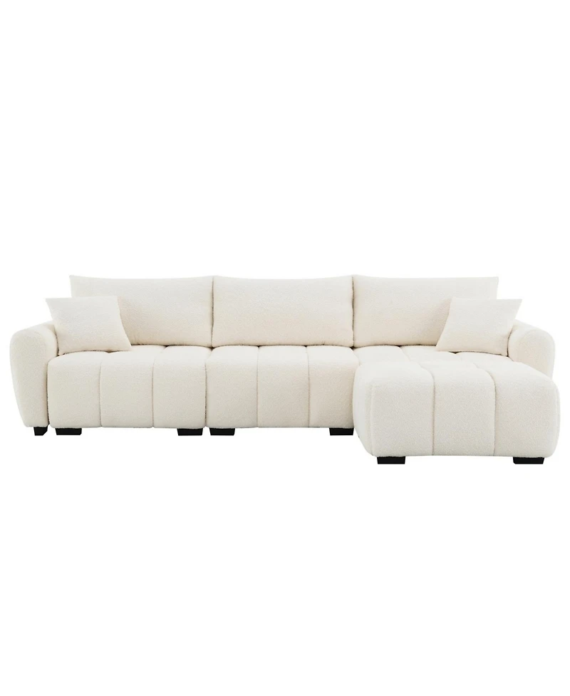 Streamdale Furniture 110" Modular Sectional Sofa, L-Shape, Extra-Large Seat, Movable Ottoman, Boucle Fabric