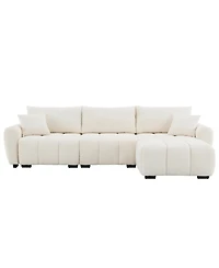 Streamdale Furniture 110" Modular Sectional Sofa, L-Shape, Extra-Large Seat, Movable Ottoman, Boucle Fabric