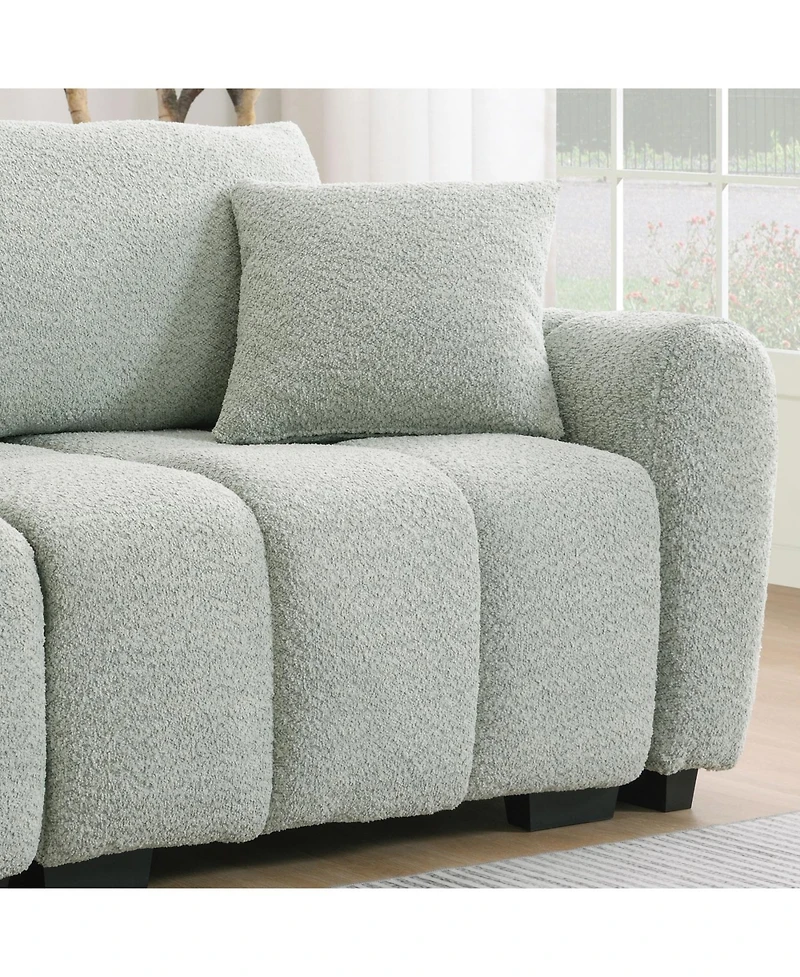 Streamdale Furniture 110" Modular Sectional Sofa, L-Shape, Extra-Large Seat, Movable Ottoman, Boucle Fabric