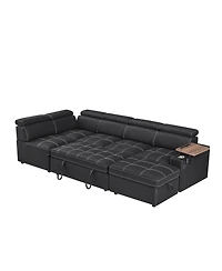 Streamdale Furniture Black Fabric Sectional Sofa with Storage Ottoman