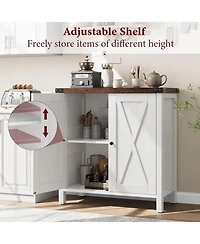 gaomon Farmhouse Sideboard Buffet Cabinet with 2 Doors and Adjustable Shelves, Small Accent Storage Cabinet