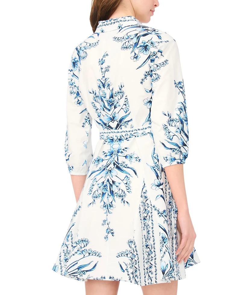 Msk Women's Tie-Waist Collared Dress