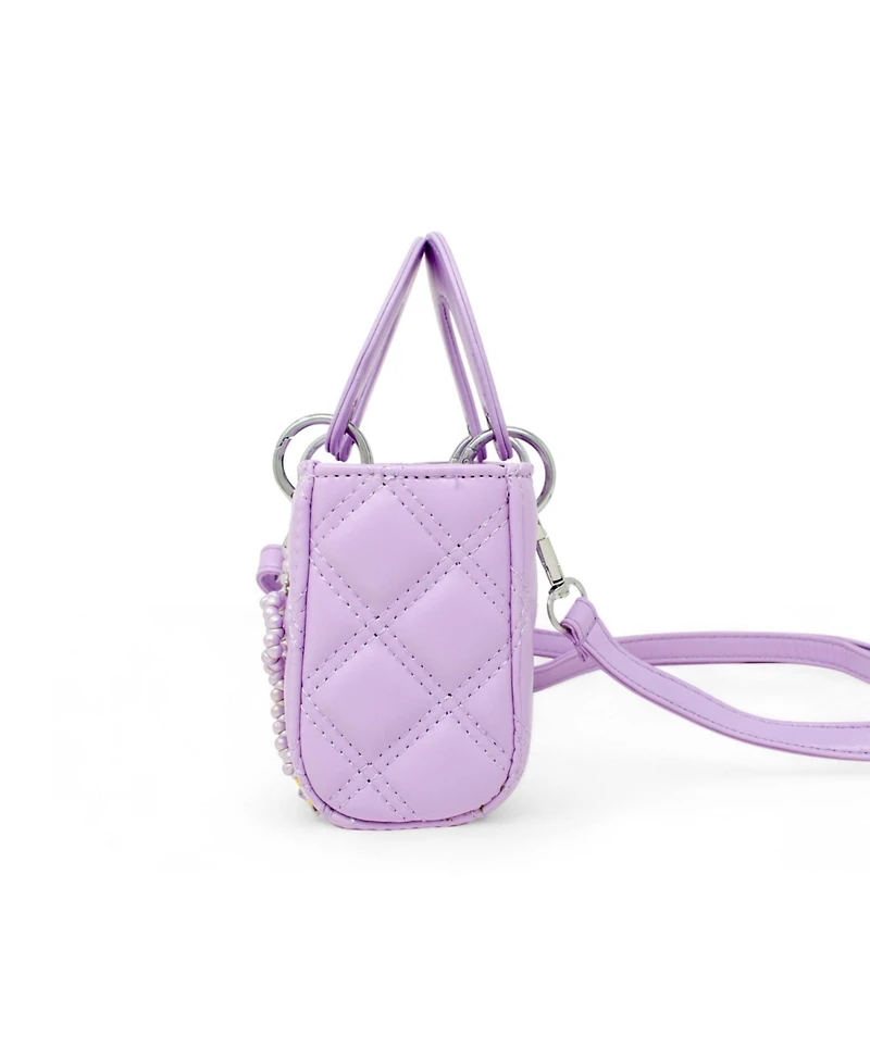 Zomi Gems Girls Quilted Rectangle Bow Charm Handbag, Purple