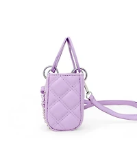 Zomi Gems Girls Quilted Rectangle Bow Charm Handbag, Purple