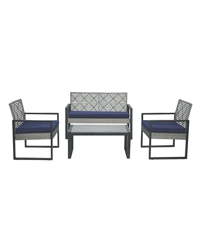 Streamdale Furniture 4-Piece Gray Acacia Wood Patio Furniture Set with Cushions