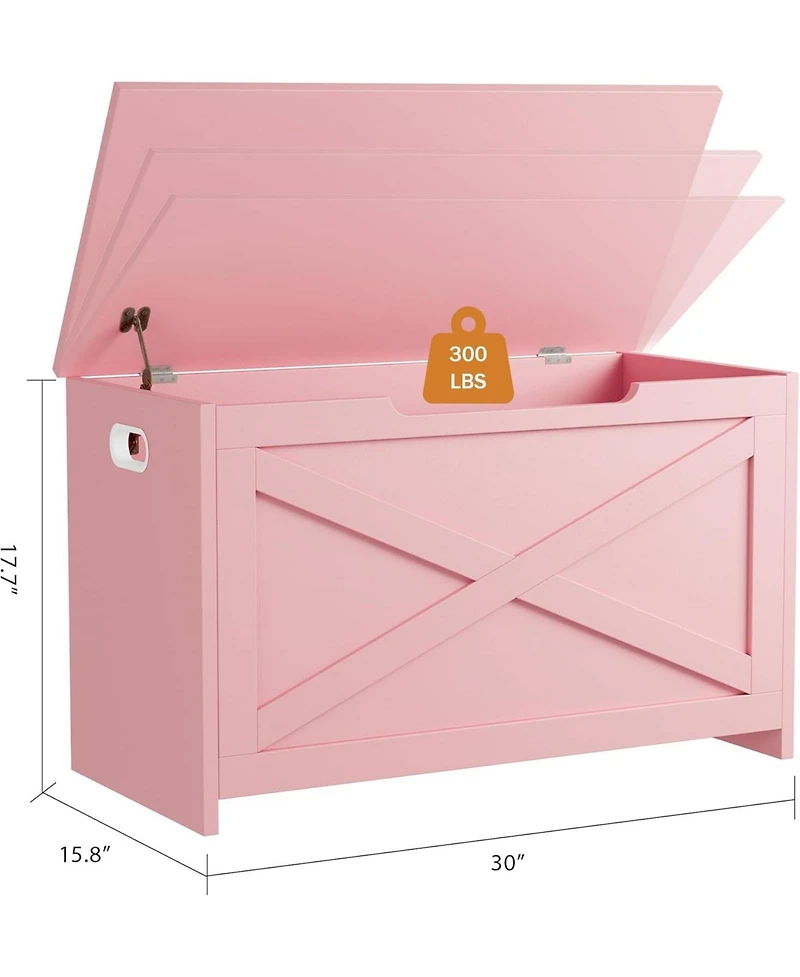 gaomon Farmhouse Wooden Storage Chest, Safety Hinge Storage Bench for Entryway & Living Room