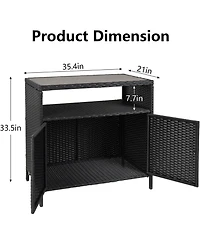 gaomon Outdoor Wicker Storage Cabinet, Weather-Resistant Patio Storage for Porch and Garden, Grey