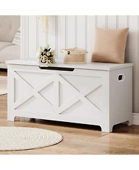gaomon Storage Chest, Storage Bench with Safety Hinge, Farmhouse Style Wooden Trunk for Entryway, Bedroom, Living Room