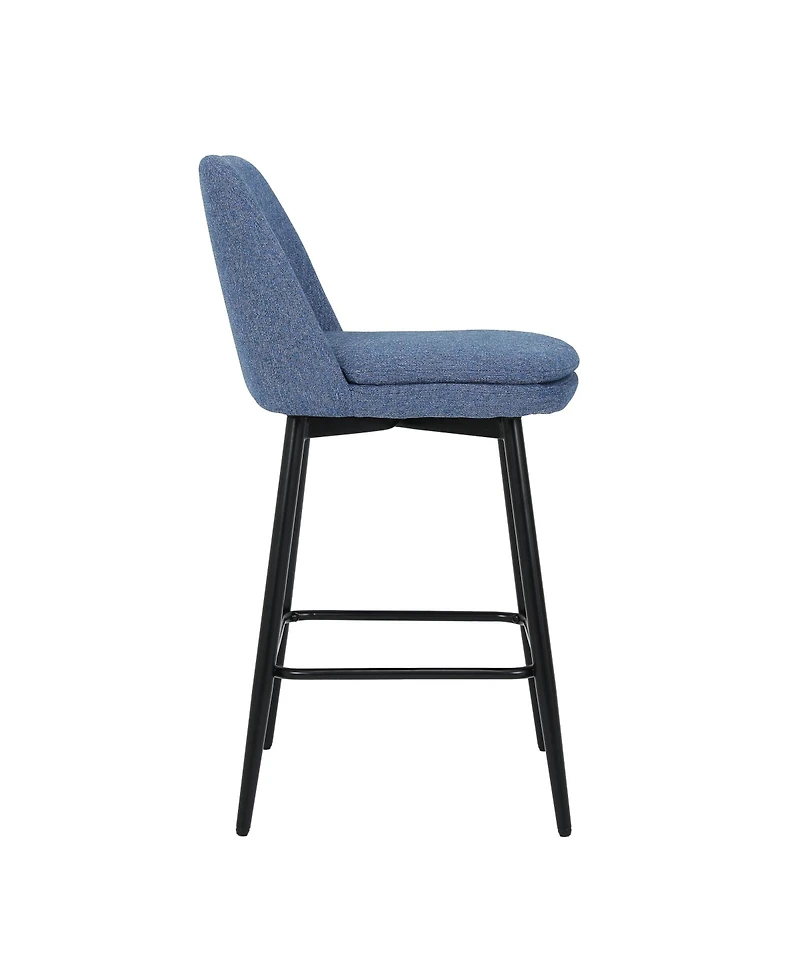 Streamdale Furniture Blue Linen Counter Height Swivel Barstools (Set of 2), Upholstered with Metal Legs