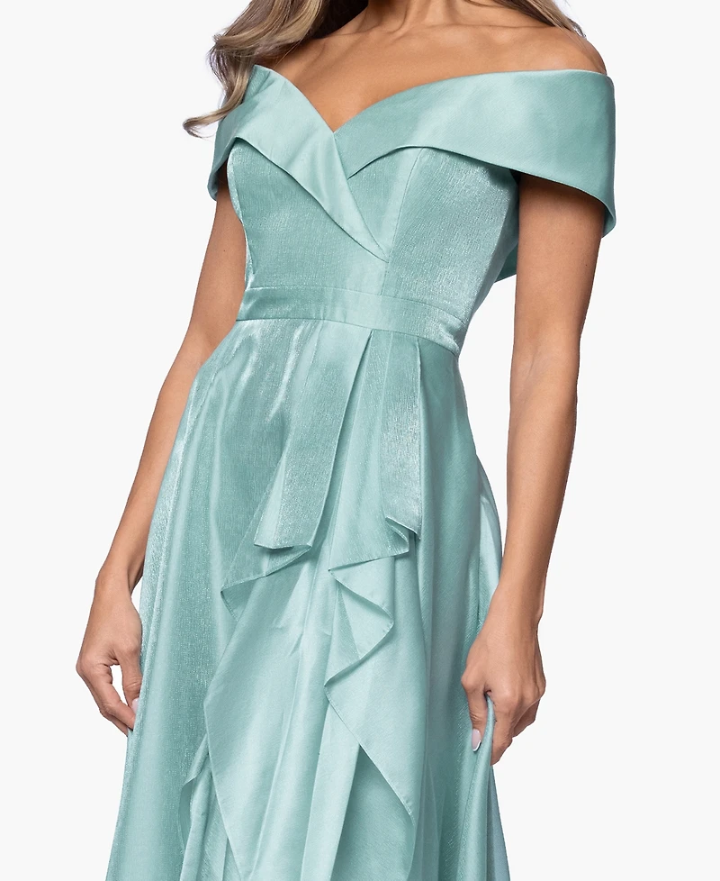 Xscape Women's Sweetheart Neck Off-The-Shoulder Ruffle Long Dress