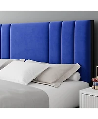 gaomon King Bed Frame, Platform Bed Frame with Velvet Headboard, Heavy Duty Metal Bed Frame with 15 Strong Slats Support