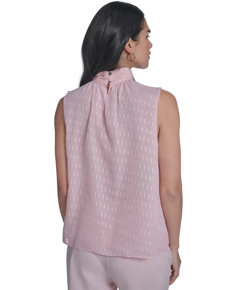 Calvin Klein Women's Novelty Mock Neck Sleeveless Top