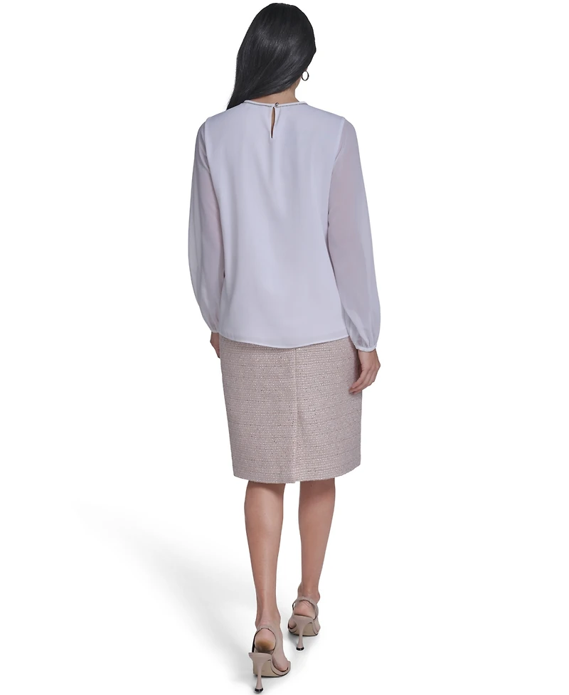 Calvin Klein Women's Mixed Media Novelty Trim Top