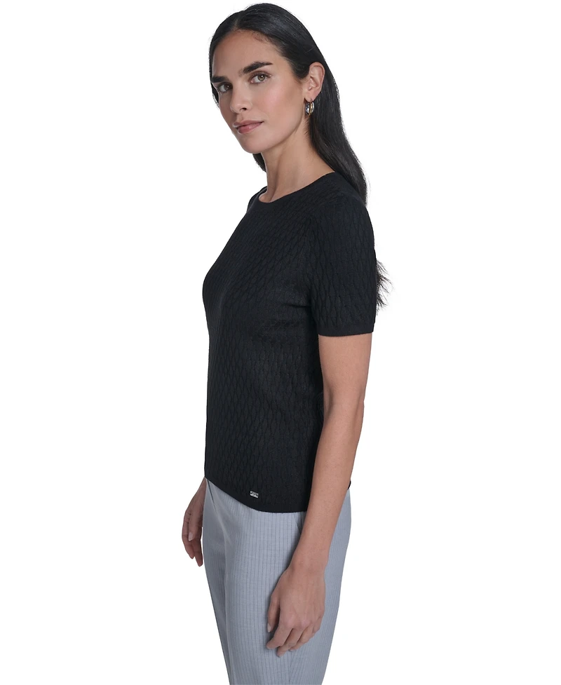 Calvin Klein Women's Short-Sleeve Textured Sweater