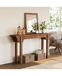 Tribesigns 63" Solid Wood Entryway Table, Mid-Century Modern Console Table for Living Room, Entrance, Hallway, Foyer