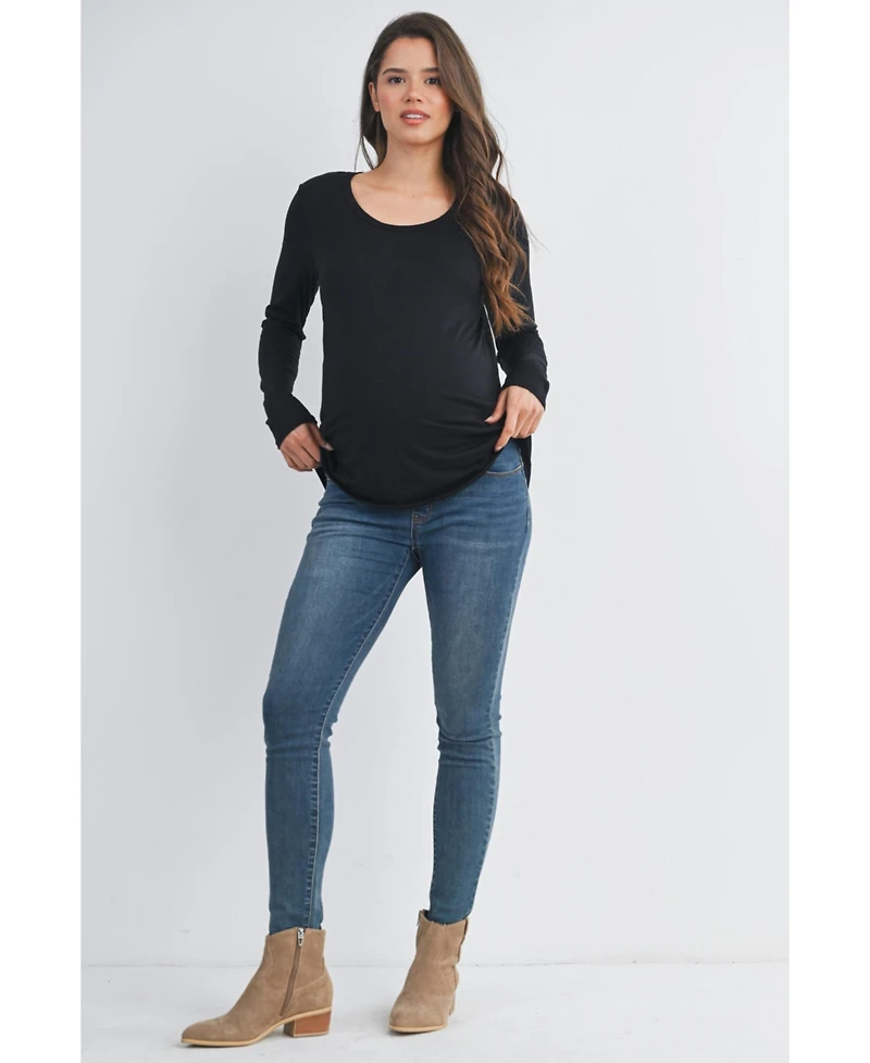 Hello Miz Maternity Casual Scoop Neck Long Sleeve Nursing Top