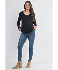 Hello Miz Maternity Casual Scoop Neck Long Sleeve Nursing Top
