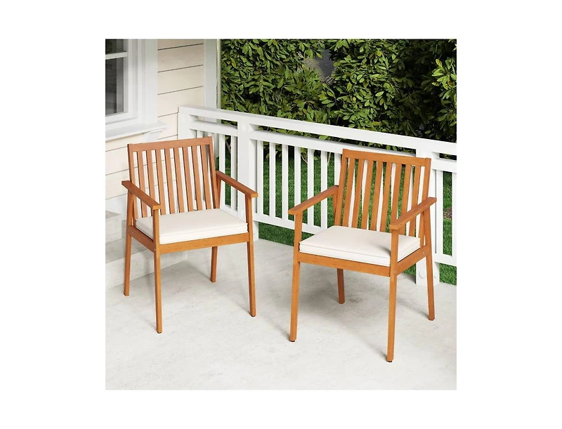 Slickblue 2 Pieces Patio Dining Chairs Outdoor with Removable Padded Cushion