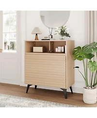 gaomon Fluted Storage Cabinet with Metal Legs, Mid-Century Modern Sideboard for Living Room or Entryway