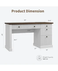 gaomon 54" Fluted Executive Desk with Charging Station