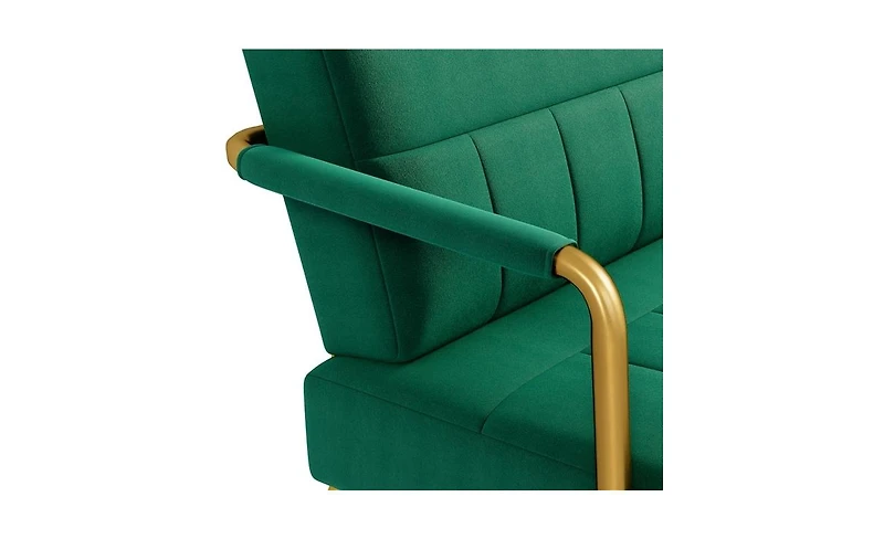 Yaheetech 56.5 W Upholstered Sofa Couch with Gold-tone Metal Arms and Legs