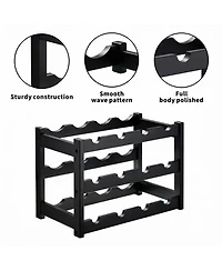 Yigii Bamboo Wine Rack for 12 Bottles - Sturdy, Fresh, Space-saving