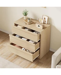 gaomon 3-Drawer Bedroom Dresser, Compact Oak Nightstand Chest with Spacious Storage for Nursery & Entryway