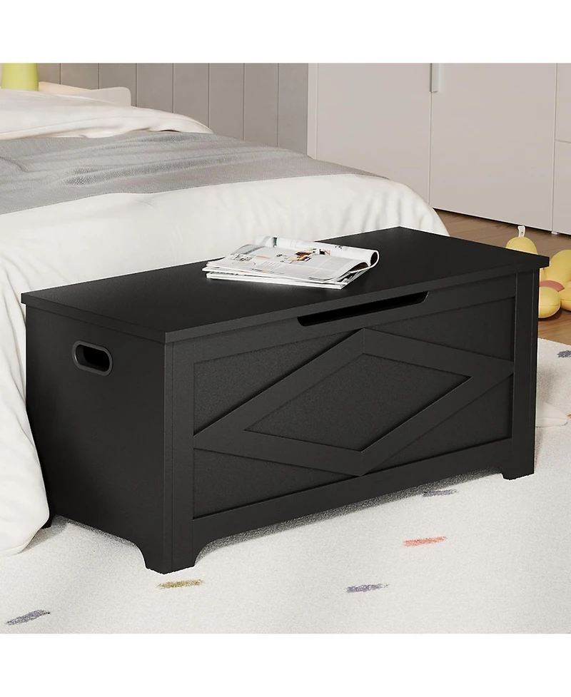 gaomon Wooden Storage Chest, Storage Bench with Safety Hinges for Entryway & Living Room