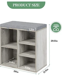 gaomon Entryway Shoe Bench with Storage and Cushioned Seat, Wooden Shoe Rack with Adjustable Shelves and Side Pockets